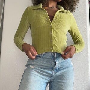 Green Pacsun Snap Polo Long sleeve Top